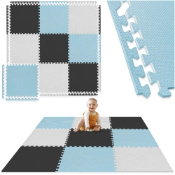 Mata edukacyjna dla dzieci puzzle 180 x 180 cm błękitna
