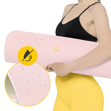 Mata do ćwiczeń i jogi antypoślizgowa TPE 1 cm różowa