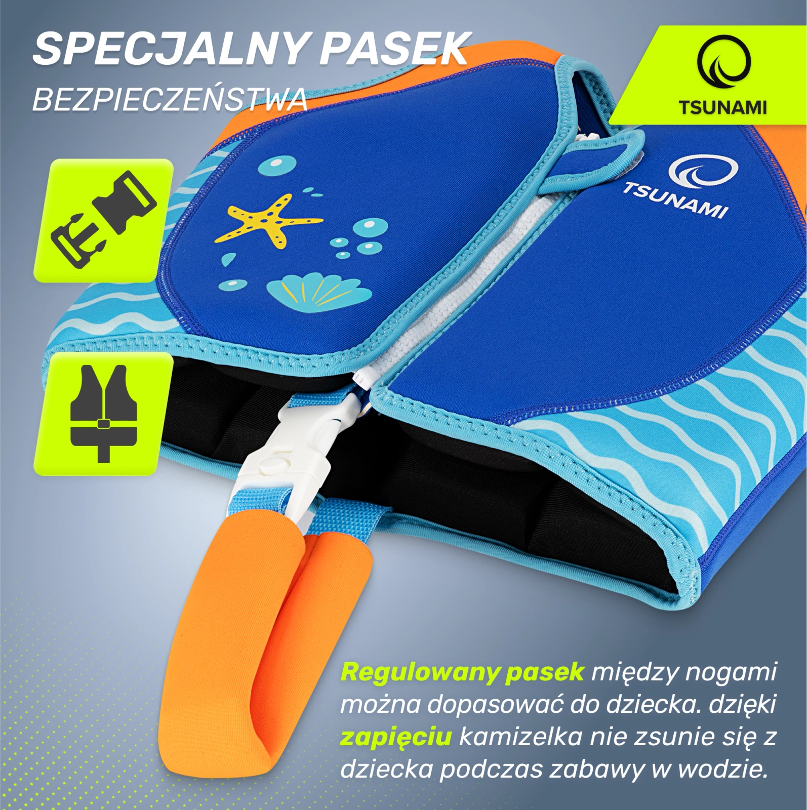 Kamizelka do pływania TSUNAMI kapoki dla dzieci 