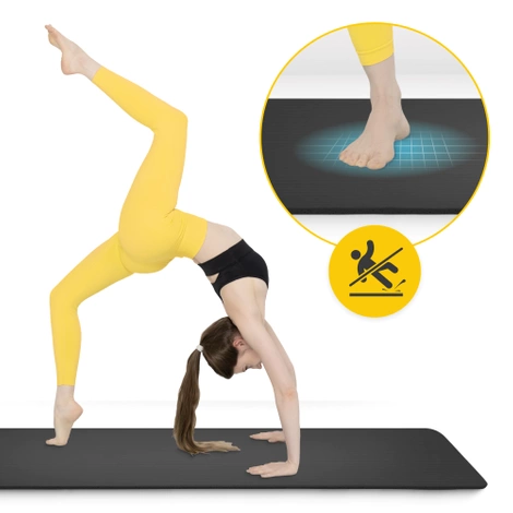 Mata do ćwiczeń fitness i jogi NBR 180 × 60 × 1 cm czarna