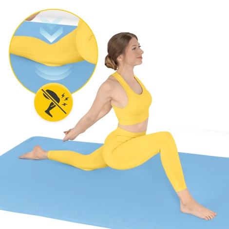 Duża mata do ćwiczeń antypoślizgowa TPE 2 cm niebieska