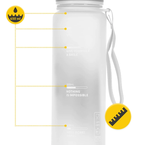 Butelka sportowa na wodę 650 ml szara