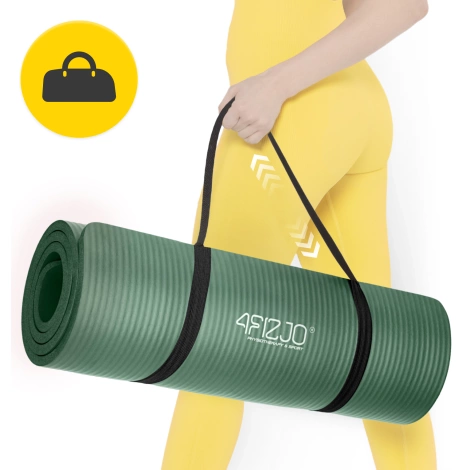 Mata do ćwiczeń fitness i jogi NBR 180 × 60 × 1,5 cm szałwiowa zieleń