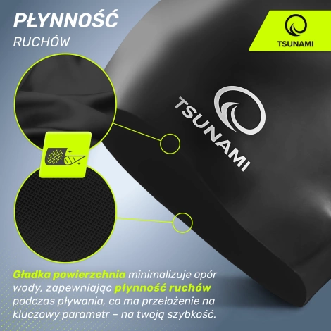 Czepek na basen unisex TSUNAMI PRO czarny
