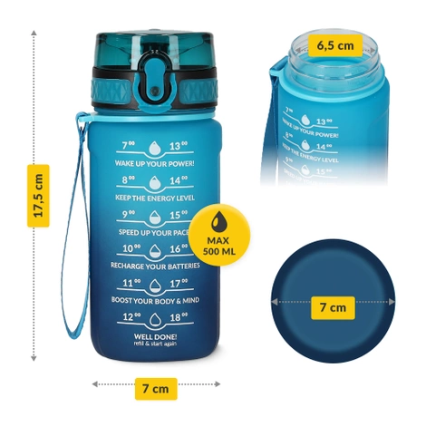 Butelka motywacyjna na wodę 0,5 L niebieska