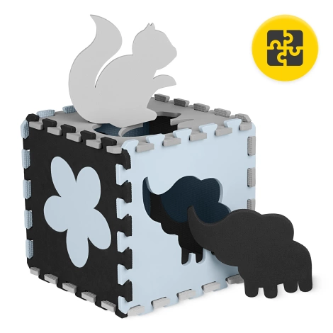 Mata edukacyjna dla dzieci puzzle 150 x 150 cm niebieski