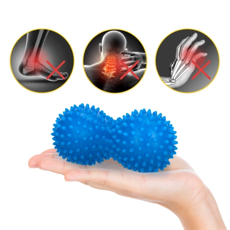 Podwójna piłka sensoryczna do masażu niebieska