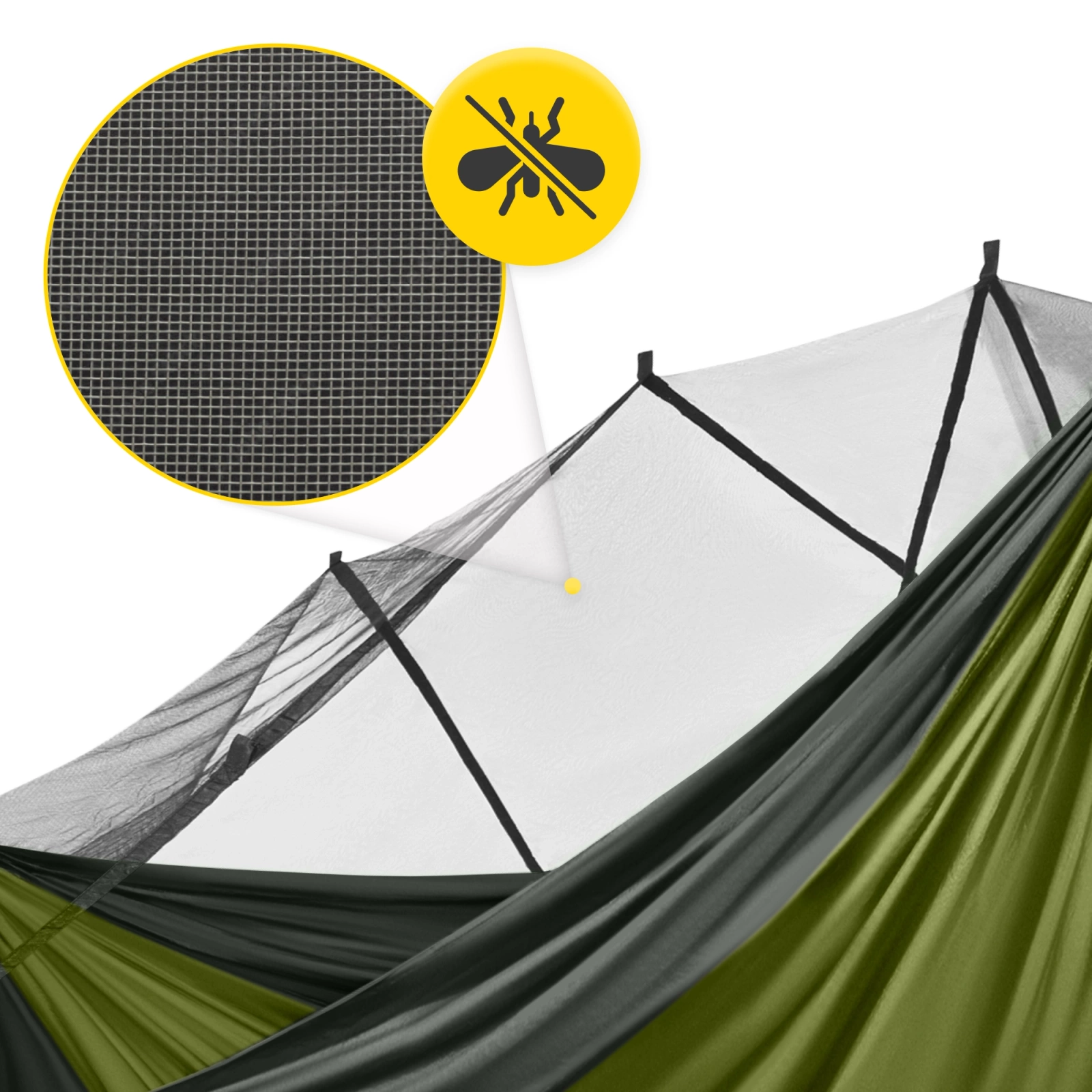 Hamak turystyczny jednoosobowy z moskiterią Mountain Goat szaro-zielony