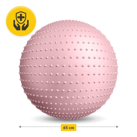 Piłka rehabilitacyjna z kolcami 65 cm różowa