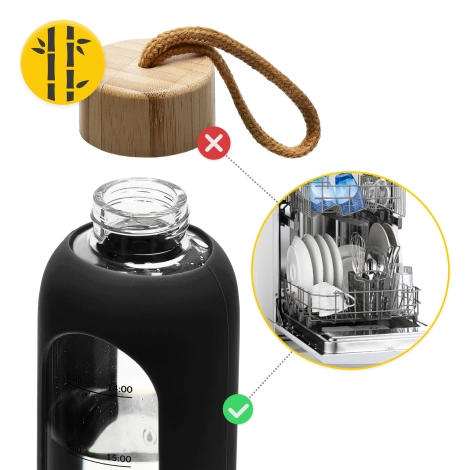 Butelka szklana na wodę 1 L czarna