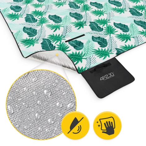 Koc piknikowy plażowy z izolacją 200 x 200 cm liście