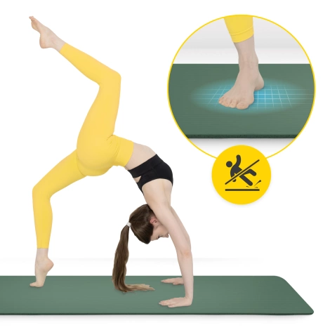 Mata do ćwiczeń fitness i jogi NBR 180 × 60 × 1 cm szałwiowa zieleń