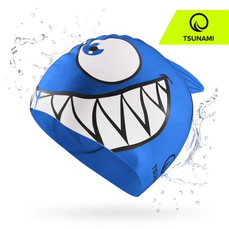 Czepek na basen dla dzieci TSUNAMI SHARK niebieski