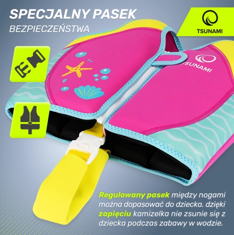Kamizelka do pływania dla dzieci 2-3 lata TSUNAMI różowa